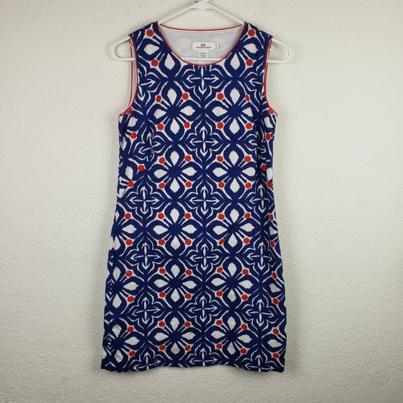 Vineyard Vines Whale Tail Tile Embroidered Dress - Picture 1 of 4